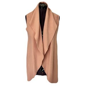 Moth 100% Wool Tan Waterfall Open Gilet Long Best in “Cedar”, Size XS / S